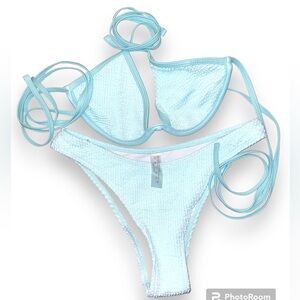 Shein Blue Bikini Bathing Suit Matching Set Size Women’s Medium Great Condition